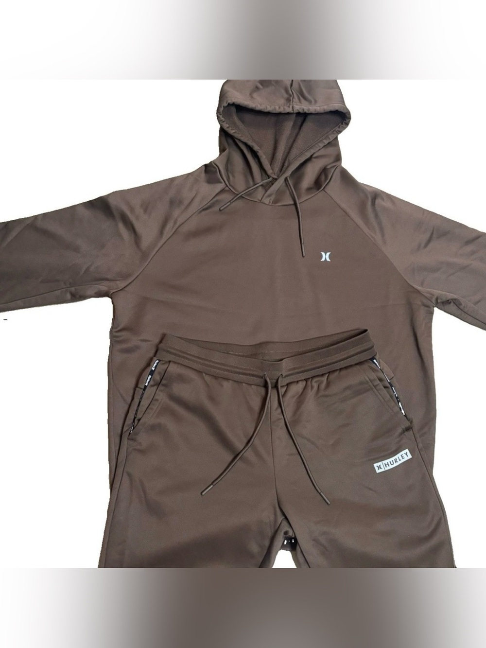 Hurley Men’s Brown Tracksuit Set Hoodie Sweatshirt Jogger Pants Athleisure Y2K